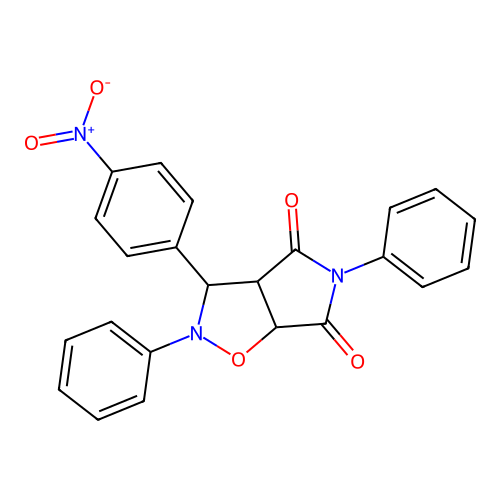 3-(4-nitrophenyl)-2,5-diphenyl-3a,6a-dihydro-3H-pyrrolo[3,4-d][1,2]oxazole-4,6-dione structure