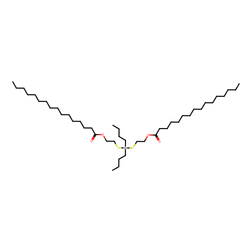 Hexadecanoic acid, 1,1'-((dibutylstannylene)bis(thio-2,1-ethanediyl)) ester structure
