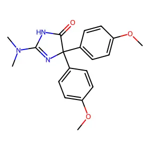 2-(Dimethylamino)-5,5-bis(4-methoxyphenyl)-3,5-dihydro-4H-imidazol-4-one structure