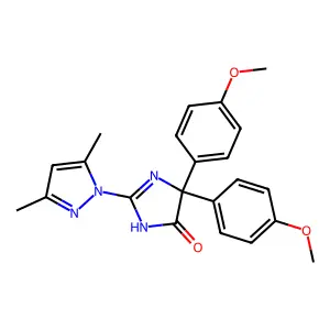 2-(3,5-Dimethyl-1H-pyrazol-1-yl)-5,5-bis(4-methoxyphenyl)-3,5-dihydro-4H-imidazol-4-one structure