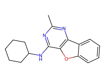 N-cyclohexyl-2-methyl[1]benzofuro[3,2-d]pyrimidin-4-amine structure