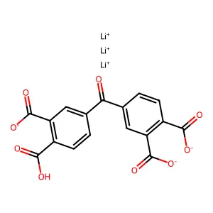 1,2-Benzenedicarboxylic acid, 4,4'-carbonylbis-, lithium salt (1:3) structure