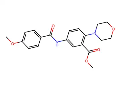 Methyl 5-{[(4-methoxyphenyl)carbonyl]amino}-2-(morpholin-4-yl)benzoate structure