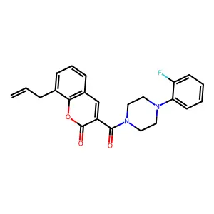 8-allyl-3-(4-(2-fluorophenyl)piperazine-1-carbonyl)-2H-chromen-2-one structure