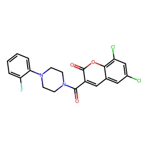 6,8-dichloro-3-[4-(2-fluorophenyl)piperazine-1-carbonyl]-2H-chromen-2-one structure