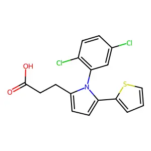 3-[1-(2,5-dichlorophenyl)-5-(thiophen-2-yl)-1H-pyrrol-2-yl]propanoic acid structure