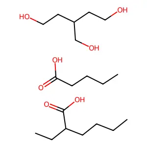 2-Ethylhexanoic acid; 3-(hydroxymethyl)pentane-1,5-diol; pentanoic acid structure