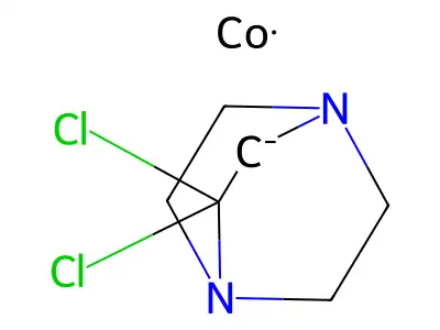 Dichloro(1,4-diazabicyclo(2.2.2)octane-N1)cobalt structure