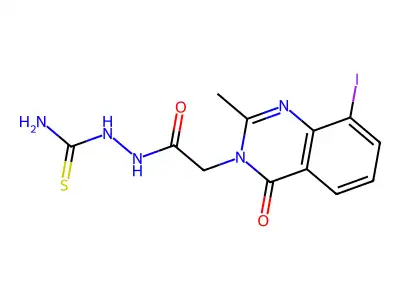 [[2-(8-Iodo-2-methyl-4-oxoquinazolin-3-yl)acetyl]amino]thiourea structure