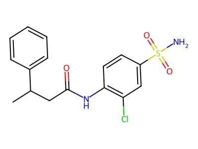 N-(2-Chloro-4-sulfamoylphenyl)-3-phenylbutanimidic acid structure