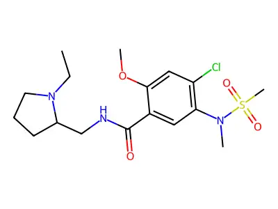 Benzamide, 4-chloro-N-((1-ethyl-2-pyrrolidinyl)methyl)-2-methoxy-5-(methyl(methylsulfonyl)amino)- structure