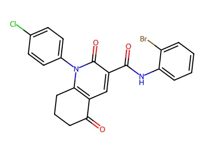N-(2-bromophenyl)-1-(4-chlorophenyl)-2,5-dioxo-7,8-dihydro-6H-quinoline-3-carboxamide structure