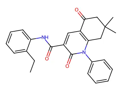 N-(2-ethylphenyl)-7,7-dimethyl-2,5-dioxo-1-phenyl-6,8-dihydroquinoline-3-carboxamide structure
