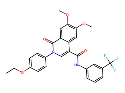 2-(4-ethoxyphenyl)-6,7-dimethoxy-1-oxo-N-[3-(trifluoromethyl)phenyl]isoquinoline-4-carboxamide structure