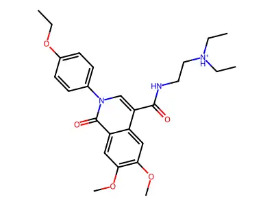 2-{[2-(4-Ethoxyphenyl)-6,7-dimethoxy-1-oxo-1,2-dihydroisoquinoline-4-carbonyl]amino}-N,N-diethylethan-1-aminium structure