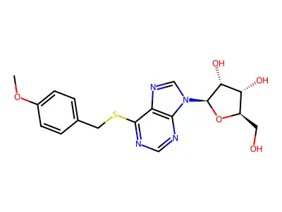9H-Purine, 6-[[(4-methoxyphenyl)methyl]thio]-9-beta-D-ribofuranosyl- structure