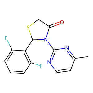 2-(2,6-Difluorophenyl)-3-(4-methylpyrimidin-2-yl)-1,3-thiazolidin-4-one structure