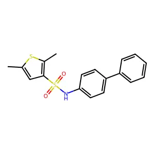 2,5-dimethyl-N-(4-phenylphenyl)thiophene-3-sulfonamide structure