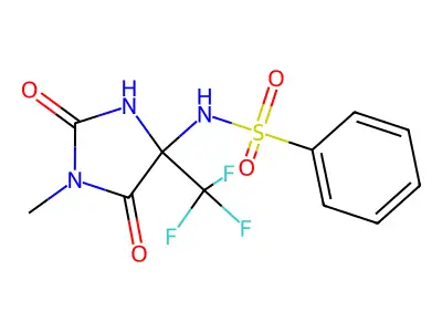 N-[1-methyl-2,5-dioxo-4-(trifluoromethyl)imidazolidin-4-yl]benzenesulfonamide structure