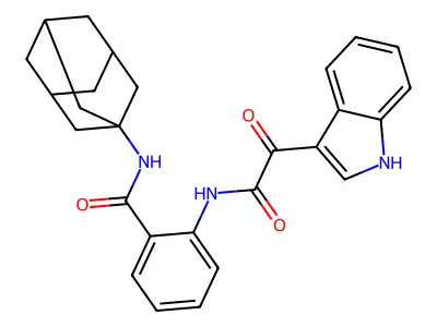 N-(1-adamantyl)-2-[[2-(1H-indol-3-yl)-2-oxoacetyl]amino]benzamide structure