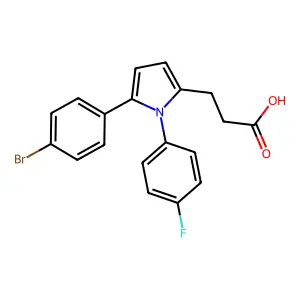 3-[5-(4-Bromophenyl)-1-(4-fluorophenyl)pyrrol-2-yl]propanoic acid structure