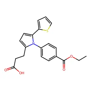 3-{1-[4-(ethoxycarbonyl)phenyl]-5-(thiophen-2-yl)-1H-pyrrol-2-yl}propanoic acid structure