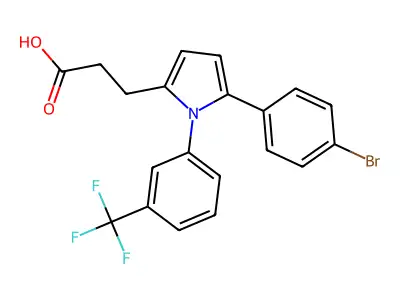 3-{5-(4-bromophenyl)-1-[3-(trifluoromethyl)phenyl]-1H-pyrrol-2-yl}propanoic acid structure