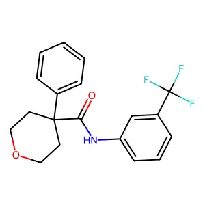 4-phenyl-N-[3-(trifluoromethyl)phenyl]oxane-4-carboxamide structure
