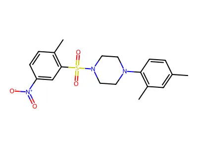Piperazine, 1-(2,4-dimethylphenyl)-4-[(2-methyl-5-nitrophenyl)sulfonyl]- structure