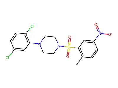 1-(2,5-Dichlorophenyl)-4-(2-methyl-5-nitrobenzenesulfonyl)piperazine structure