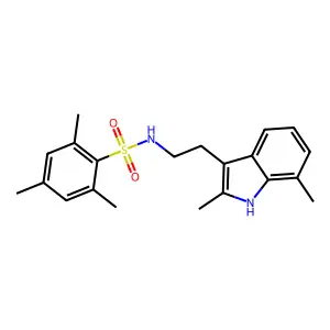 N-[2-(2,7-dimethyl-1H-indol-3-yl)ethyl]-2,4,6-trimethylbenzenesulfonamide structure