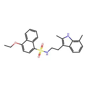 N-[2-(2,7-dimethyl-1H-indol-3-yl)ethyl]-4-ethoxynaphthalene-1-sulfonamide structure