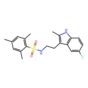 N-[2-(5-fluoro-2-methyl-1H-indol-3-yl)ethyl]-2,4,6-trimethylbenzene-1-sulfonamide structure