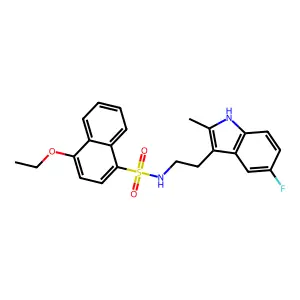 4-ethoxy-N-[2-(5-fluoro-2-methyl-1H-indol-3-yl)ethyl]naphthalene-1-sulfonamide structure