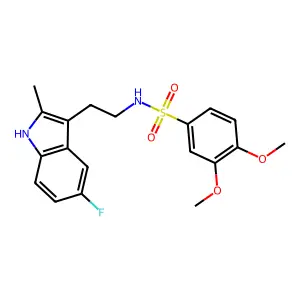 N-[2-(5-fluoro-2-methyl-1H-indol-3-yl)ethyl]-3,4-dimethoxybenzene-1-sulfonamide structure
