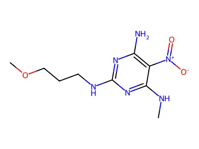 N2-(3-methoxypropyl)-N4-methyl-5-nitropyrimidine-2,4,6-triamine structure