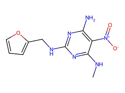 N2-(furan-2-ylmethyl)-N4-methyl-5-nitropyrimidine-2,4,6-triamine structure