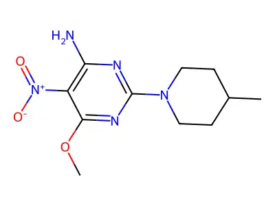 6-Methoxy-2-(4-methylpiperidin-1-yl)-5-nitropyrimidin-4-amine structure