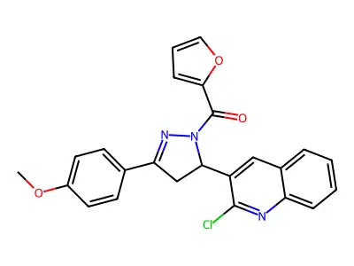 [3-(2-chloroquinolin-3-yl)-5-(4-methoxyphenyl)-3,4-dihydropyrazol-2-yl]-(furan-2-yl)methanone structure