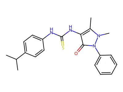 3-(1,5-dimethyl-3-oxo-2-phenyl-2,3-dihydro-1H-pyrazol-4-yl)-1-[4-(propan-2-yl)phenyl]thiourea structure
