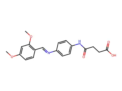 (E)-4-((4-((2,4-dimethoxybenzylidene)amino)phenyl)amino)-4-oxobutanoic acid structure