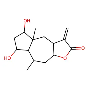 5,7-Dihydroxy-4a,8-dimethyl-3-methylenedecahydroazuleno[6,5-b]furan-2(3H)-one structure