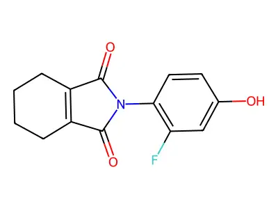 2-(2-fluoro-4-hydroxyphenyl)-4,5,6,7-tetrahydro-1H-isoindole-1,3(2H)-dione structure