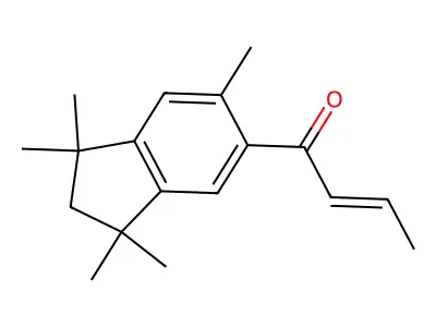 1-(1,1,3,3,6-pentamethyl-2H-inden-5-yl)but-2-en-1-one structure