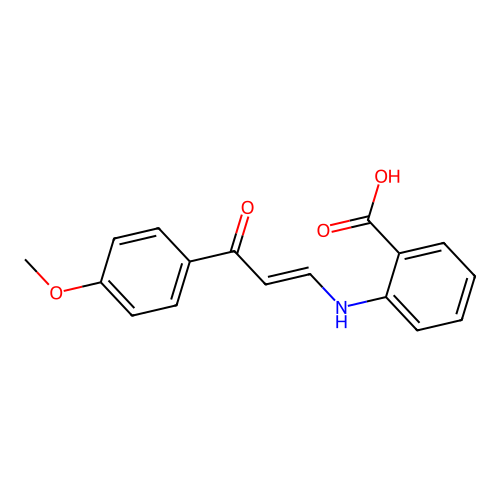 2-[[3-(4-Methoxyphenyl)-3-oxoprop-1-enyl]amino]benzoic acid structure