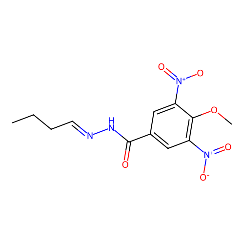 (E)-N'-butylidene-4-methoxy-3,5-dinitrobenzohydrazide structure