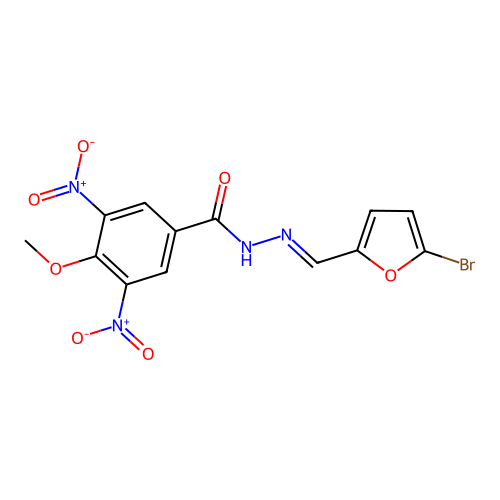 (E)-N'-((5-bromofuran-2-yl)methylene)-4-methoxy-3,5-dinitrobenzohydrazide structure