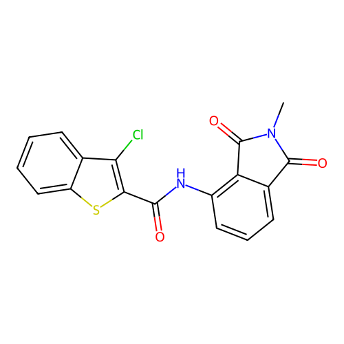 3-chloro-N-(2-methyl-1,3-dioxoisoindolin-4-yl)benzo[b]thiophene-2-carboxamide structure