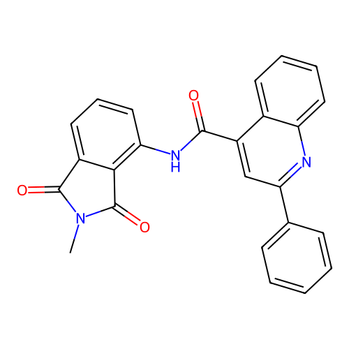 N-(2-methyl-1,3-dioxoisoindol-4-yl)-2-phenylquinoline-4-carboxamide structure