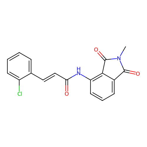 (E)-3-(2-chlorophenyl)-N-(2-methyl-1,3-dioxoisoindolin-4-yl)acrylamide structure